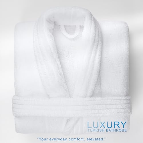 Image of American Soft Linen Women's Fleece Bathrobe - Luxury Soft, Plush, Fuzzy & Warm Turkish Robe for Women, Cozy Spa Quality Adult Bathroom Lounge Robe, White M