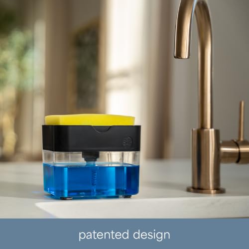 Image of S&T INC. Dish Soap Dispenser and Sponge Holder, Matte Black