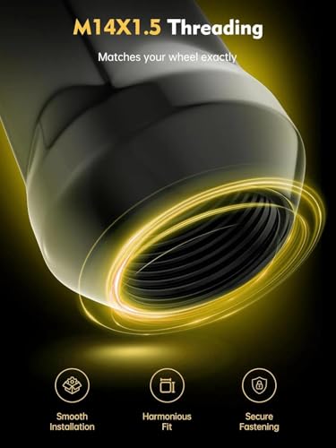 Image of MIKKUPPA M14x1.5 Lug Nuts - Replacement for Chevy Silverado 1500 Traverse Colorado Tahoe, GMC Sierra Savana Aftermarket Wheel, Black 4pcs Wide 23mm Closed End Bulge Acorn One-Piece Tire Lug Nut