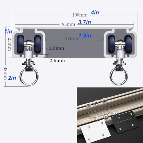Double Curtain Track System for Pleated & Sliding Curtains - Ceiling Mount, Smooth Operation, Space-Saving, Black Finish, 12ft Length, Easy Install, Ideal for Living Room & Bedroom