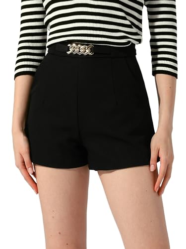 Short d'été élégant taille haute pour affiner la silhouette confortablement en noir L