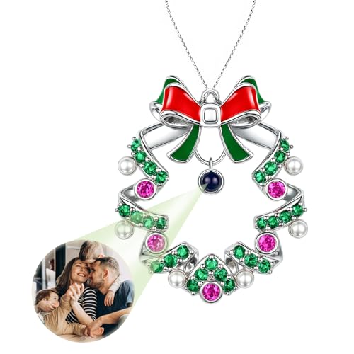 Personalized Christmas Wreath Ornament 2025, Custom Memorial Ornament with Picture Inside, Christmas Tree Hanging Decoration Gifts for Family, Custom Hanging Projection Pendant 2025