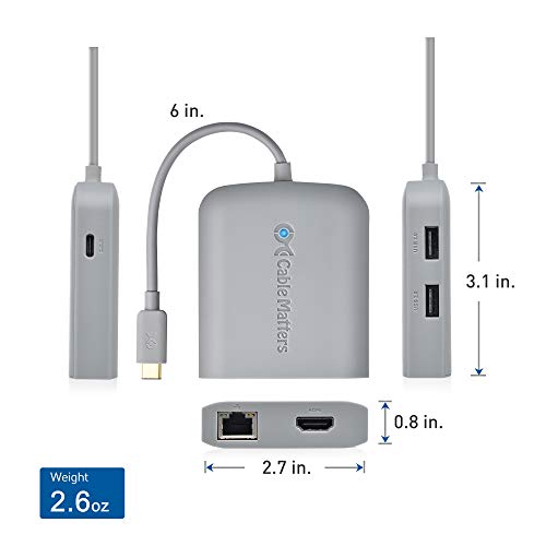 Image of Cable Matters USB C Hub Multiport Adapter (Works with Chromebook Certified) with 4K HDMI, 2X USB 2.0, 480Mbps Ethernet, and 60W PD