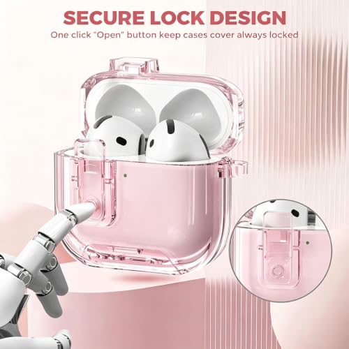 Image of Compatible with Airpods 4 Case Clear with Lock Phone Stand, Soft TPU Magnetic Automatic Lock Apple AirPods 4th Generation Protective Cover Skin Women Men + Cleaning Kit for iPod 4 2024 Case Clear