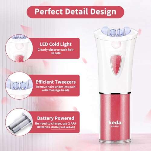 Facial Epilator For Women,Smooth Glide Facial Hair Remover With Led Light,Portable Cordless Shaver For Women For Face, Armpits, Legs, Bikini Area - 2