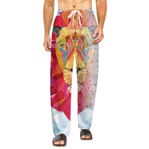Bas de pyjama lion géométrique pour femme avec poches en taille S