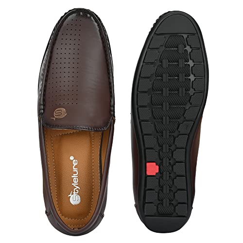 Image of Stylelure Men Synthetic Leather Perforations Suede Loafers