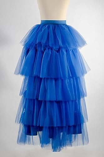 Fatapaese Women's High Low Tutu Skirt, Sweet Elastic Waist Tulle Layered Ruffles Mesh Long Tiered Skirt, Homecoming, Wedding, Evening Party, Christmas Event, Halloween