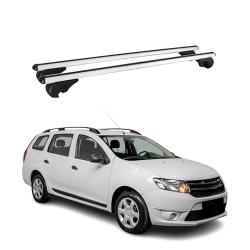 OMAC Barres de Toit en Aluminium pour Dacia Logan MCV 2012-2021 – TÜV/DIN 75302:2019 – Antivol Inclus – Charge Max 75 kg – 2 Barres Argent
