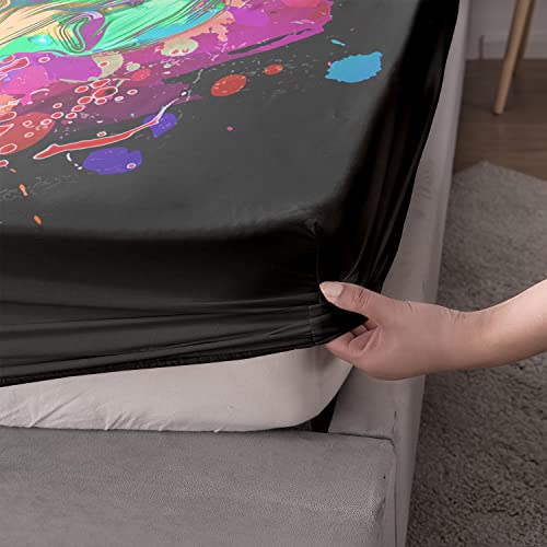 Ailonen Skull Fitted Sheet For Teen Boys, Skull Pattern Printed Bed Sheets,Skeleton Theme Sheet Set Twin Size,Bedding Decor Set,1 Fitted Sheet And 2 Pillow Case,3 Piece thumb #1