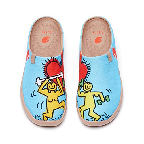 Image of UIN Slipper Woman Travel Art Painted Shoes Wide Toe Casual Home Slip On Mules Malaga