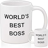 WORLD'S BEST BOSS Coffee Mug, Double Sided Imprint, 11 OZ Ceramic Mug For The Office