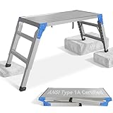 Aparecium Work Platform Height Adjustable, Portable Step Stool Ladder, Folding Aluminum Step Ladder, Type 1A, Heavy Duty 330 Lbs Rated, for Washing Vehicles, Cleaning Windows, DIY, Maintenance Work