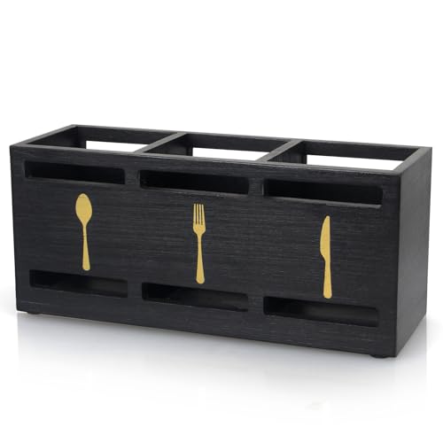 Ayiaren Wood Cutlery Silverware Holder Flatware Utensil Caddy for Parties