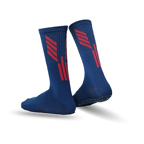 Image of Mizaki Anti-Slip Football Socks and Leg sleeve Combo Pack for Men & Women - Football Grip Stockings with Rubber Pad Grip Technology with UV Protection Leg sleeve