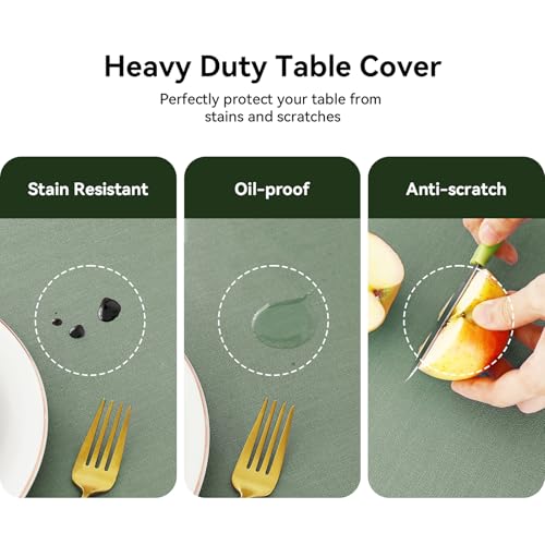 Image of Romanstile Waterproof Vinyl Tablecloth Rectangle, 54 x 78 Inch, Grey Green | 100% Oil Spill Proof PVC Plastic Table Cloth, Stain Resistant Wipe Clean Table Cover for Kitchen Dining Indoor Outoor Party