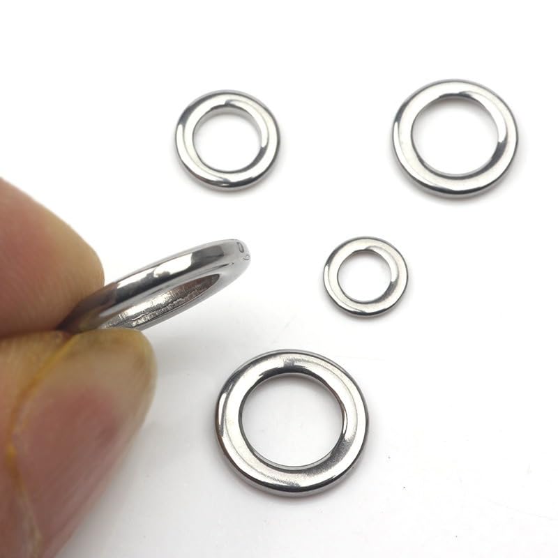 100 piezas anillos sólidos de acero inoxidable para pesca miniatura 5