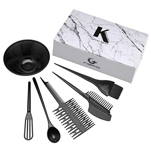 FALETO Hair Dye Set Kit Professional Hairdressing Brush Comb Bowl Hair Color Dye Tint DIY Tool Set Kit(Set of 6)