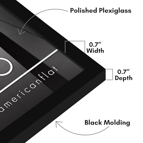 Americanflat 25x25 Picture Frame with Polished Plexiglass - Streamline Collection - Thin Border Square Frame for Wall Display - Hanging Hardware Included - Black