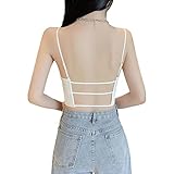 [fourfivesixはる] 背中みせ ブラ レディース 背中見せ ブラトップ ブラキャミソール カップ付きインナ ノンワイヤー ブラトップ セクシー 背中あき インナー 下着 バッククロス 薄手 ドレスリゾート (Free, Bタイプ ホワイト)