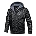 WULFUL Men's Leather Jackets, Faux Leather Jacket for Men Lapel Zip-Up Slim Fit Coat