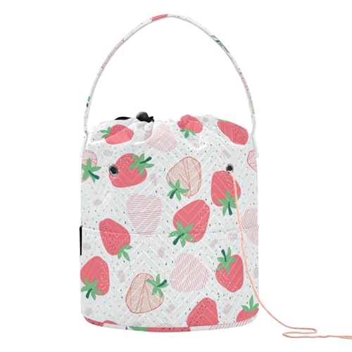 Custodia per uncinetto con design rosso fragola organizer per con fori da viaggio per