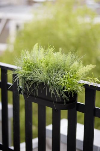 elho Greenville Easy Balcony 52 Blumentopf Balkon - Übertopf für Balkon - 100% recyceltes Plastik - Ø 52.0 x H 19.4 cm - Schwarz/Living Schwarz