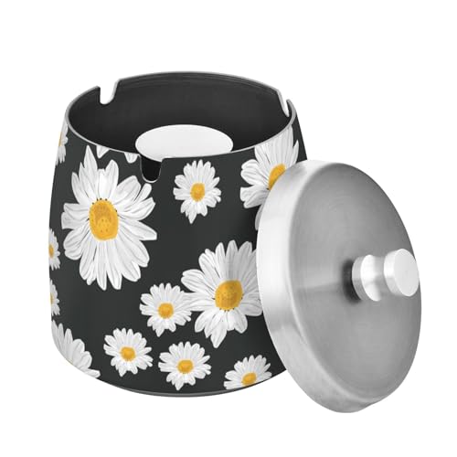 Cendrier de voyage noir blanc acier inoxydable couvercle maison - 2