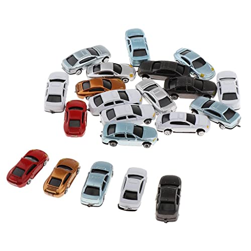 Xiaojikuaipao Kit de modelo de coche pintado a escala HO de 20 piezas | Figuras de coches en miniatura para diseño de tren, paisaje de parque | 1:200/1:150/1:100, mini kits de jardín de hadas -