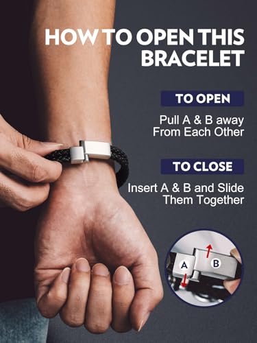 Bandmax Infinity Love Knot Bracelet for Men Black Leather Love Link Cuff Bracelet Mens Gifts for Father's Day Birthday Anniversary Christmas4