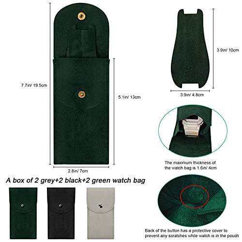 SMFANLIN 6Pcs Portable Flannelette Fabric Watch Pouch Storage Bag, Single Watch Travel Case Organizer for Men and Women by SMFANLIN - Image 2