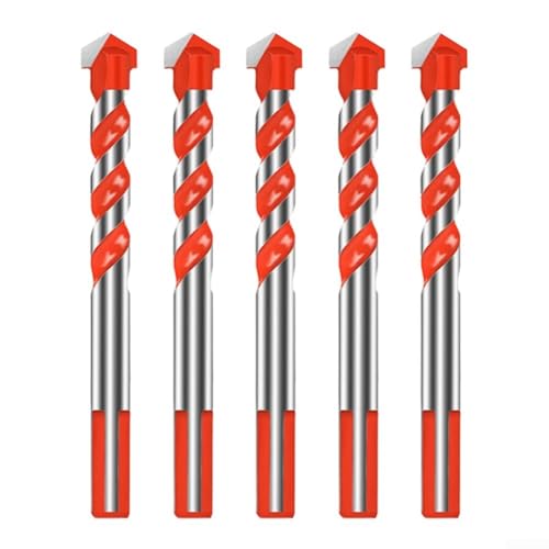 Juego de 5 brocas triangulares para azulejos de cerámica, vidrio, perforación de pared en yeso, ladrillo, madera, aluminio y chapa de metal con punto de centrado preciso (5 piezas de 12 mm)