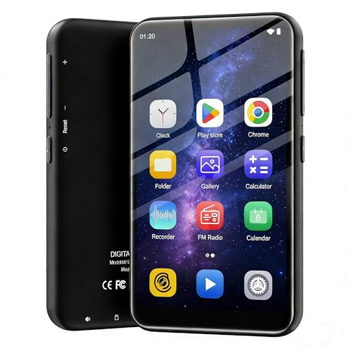 160 Go Lecteur MP3 Bluetooth et WiFi, Lecteur MP3 Spotify Android 13, Lecteur MP4 avec écran Tactile de 4,02 Pouces et Haut-Parleur, Play Store, Radio FM, Deezer, Extensible jusqu'à 512 Go