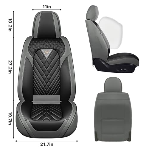 Image of Front Seat Covers for Ford Transit 150 /250 /350 Van 2015-2026, Black-Gray