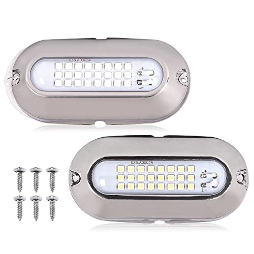 GRAND ORANGE LED Bright White Housing Marine Boat Light Pontoon Boat Docking Light 12V White&Blue Lighting 2 Pack LED Bright White Light
