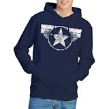Marvel Sudadera con Capucha y Logotipo del Capitán América para Hombre de, Talla M UK