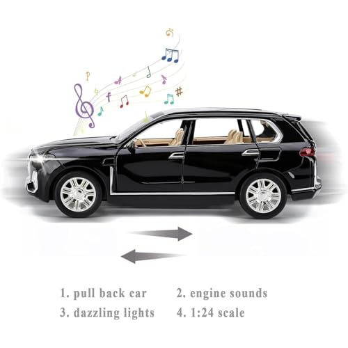 Image of Exclusive Alloy Metal Pull Back Die-Cast Car Diecast Metal Pullback Toy Car with Openable 6 Doors,Light Music Boys Gifts Toys (1:32 B-M-W X7 - Multicolor)