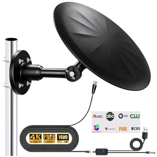 Omni Directional TV Antenna Outdoor, Outdoor Antenna for Smart TV, 720° Long Range Reception Digital HD Signal, with Super Signal Booster, for Attic/Camping/RV/Boat, 2026 Latest (Black, x-Large)