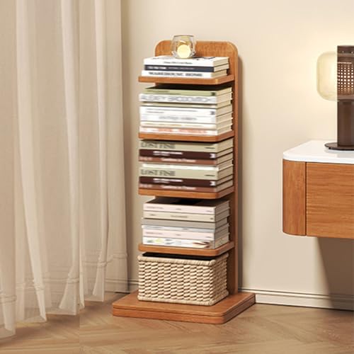 Étagère à livres verticale à 5/9 niveaux en bois d'hévéa massif,invisible bibliothèque,étagère de rangement d'angle avec base épaisse et dispositifs...