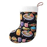 SKKNT Calcetín de Navidad con estampado de alimentos saludables, decoración festiva, regalos para vacaciones, Año Nuevo y reuniones familiares
