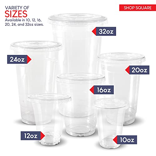 12 Oz Plastic Cups With Lids (50 Pack) - Clear Plastic Cups For Iced Coffee, Boba, Milk Tea, Smoothies, And Fruit Shakes - Plastic Cups Disposable With Lids For Parties, Cafes, Restaurants #TOP6