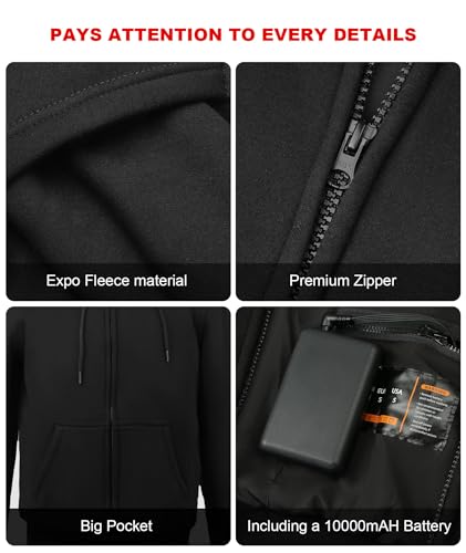 Wodesid RTPB-013 Heated Hoodie With Battery Pack 10000Mah Rechargeable thumb #5