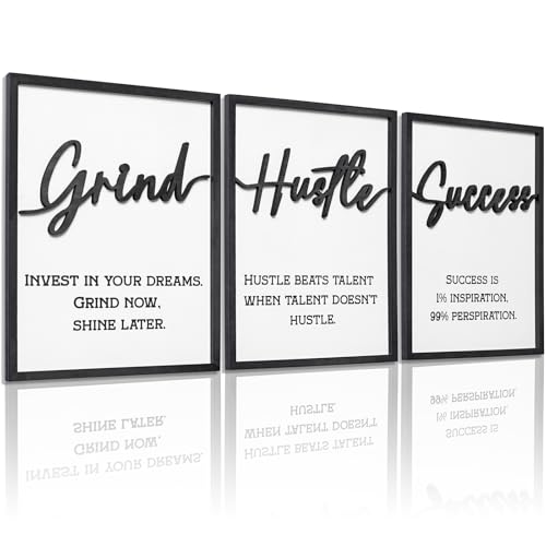 3D Wood Inspirational Office Wall Decor, 36" x 16" Framed