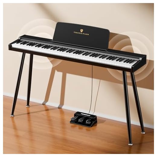 TERENCE Piano digital de 88 teclas, teclado de tamaño completo, piano digital semicontrapesado, 128 sonidos para principiantes y profesionales, conexión MIDI, conexión para auriculares y tres pedales