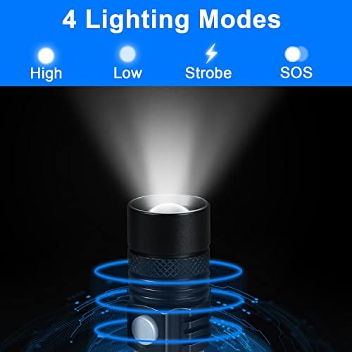 Yizhet LED Torch, 2 Pcs Rechargeable Torch 1000 Lumen Handheld Flashlight with Adjustable Focal, 4 Modes Tactical Flashlight Zoomable Pocket Torch Waterproof for Hiking Emergency Camping Outdoor