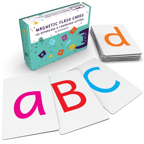 Attractivia Magnetic Big Alphabet Abc Flash Cards - 52 Sturdy Uppercase & Lowercase Large Letters, Colored - For Classroom Teachers, Homeschool, Esl, Kids And Adults #TOP9