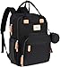 RUVALINO Baby Wickelrucksack, Multifunktional Wickeltasche Reise Rucksack Große Kapazität Babytasche mit Wickelunterlage, Wasserdicht Stoffe, Passform für Kinderwage(Schwarz)
