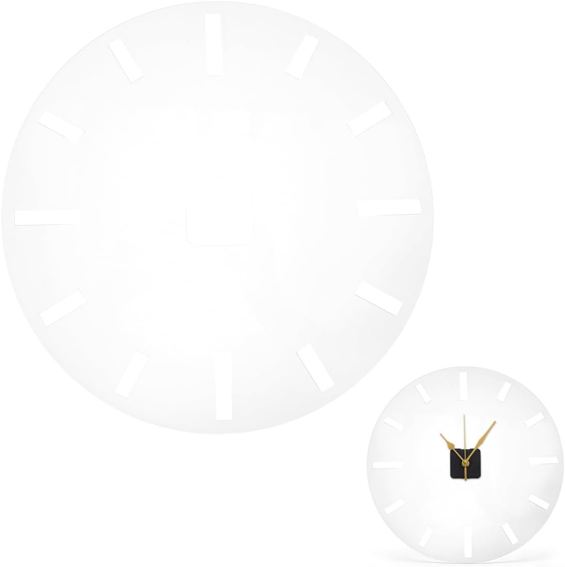 CALLARON Acrylic Clock Face Template Clock Template for DIY Woodworking Router Inlay Projects Number with Dial Markings for Wall Insert Home Decoration