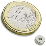 20 x Ringmagnet Magnet-Ring Ø 6/3 x 2,5 mm - Neodym N42 (NdFeB) Nickel - diametral magnetisiert - Haftkraft 800g - starke Seltene-Erden-Magnete in Ringform (Supermagnete) für Industrie und Haushalt