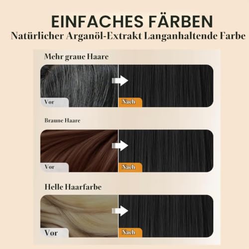 Black Hair Dye Shampoo,Black Hair Shampoo,3-In-1 Color Shampoos Gegen Graue Haare,Grauabdeckung & Pflege In Einem,Pflegendes Haarfarbe Shampoos FüR Trockenes Haar,Sham poo Gegen Graue Haare,400ml